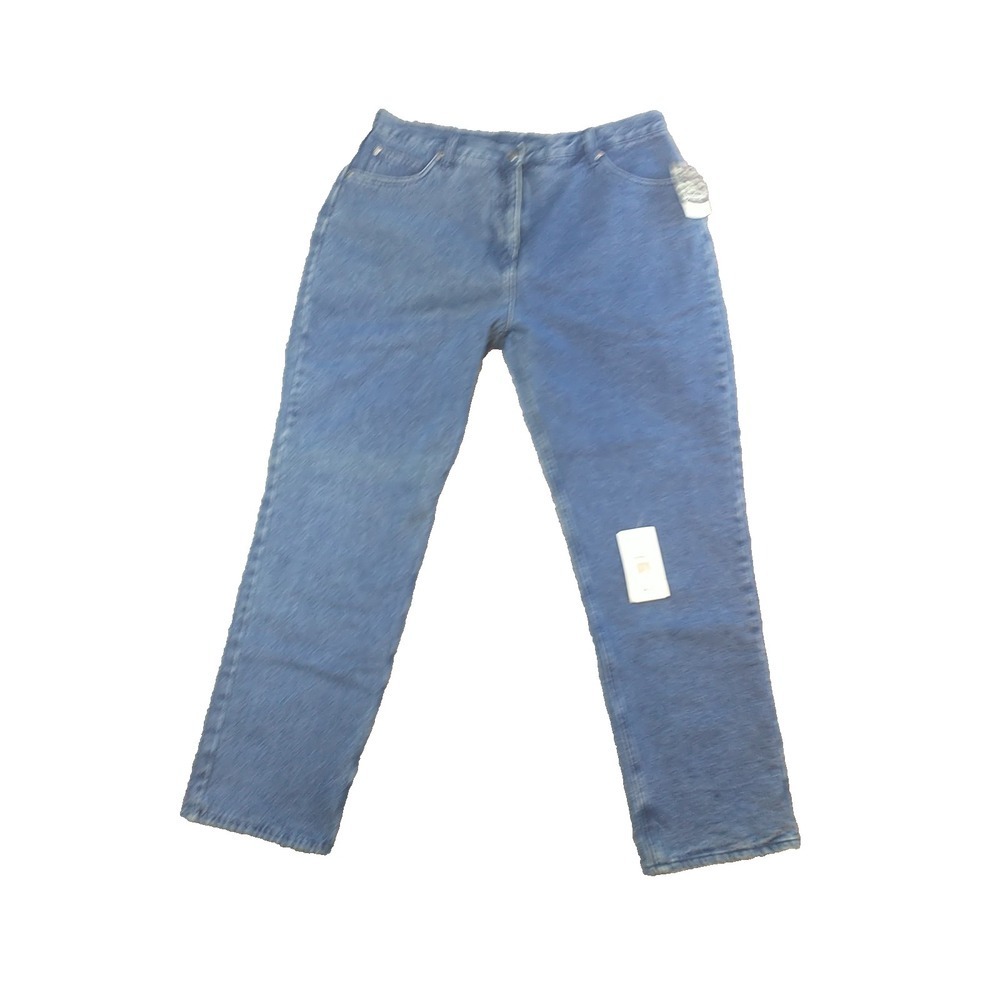 Woolrich Womens 1435 Fleece Lined Straight Leg Jeans Dark Denim Blue Size 18 NWT